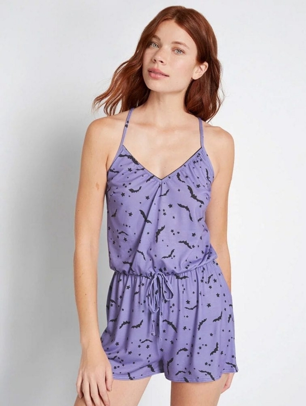 ModCloth Bats Sleep Romper w/Criss-Cross Adjustable Straps Breakfast for Dinner